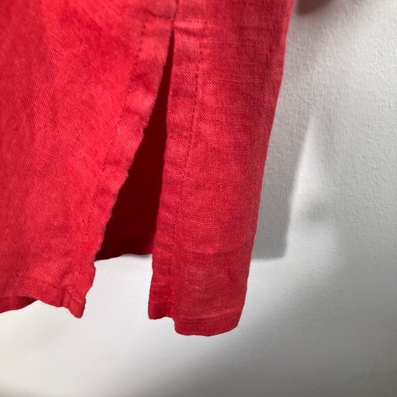 Womens Flax V Neck Linen Tunic Red M 3/4 Sleeve Linen - Picture 6 of 9